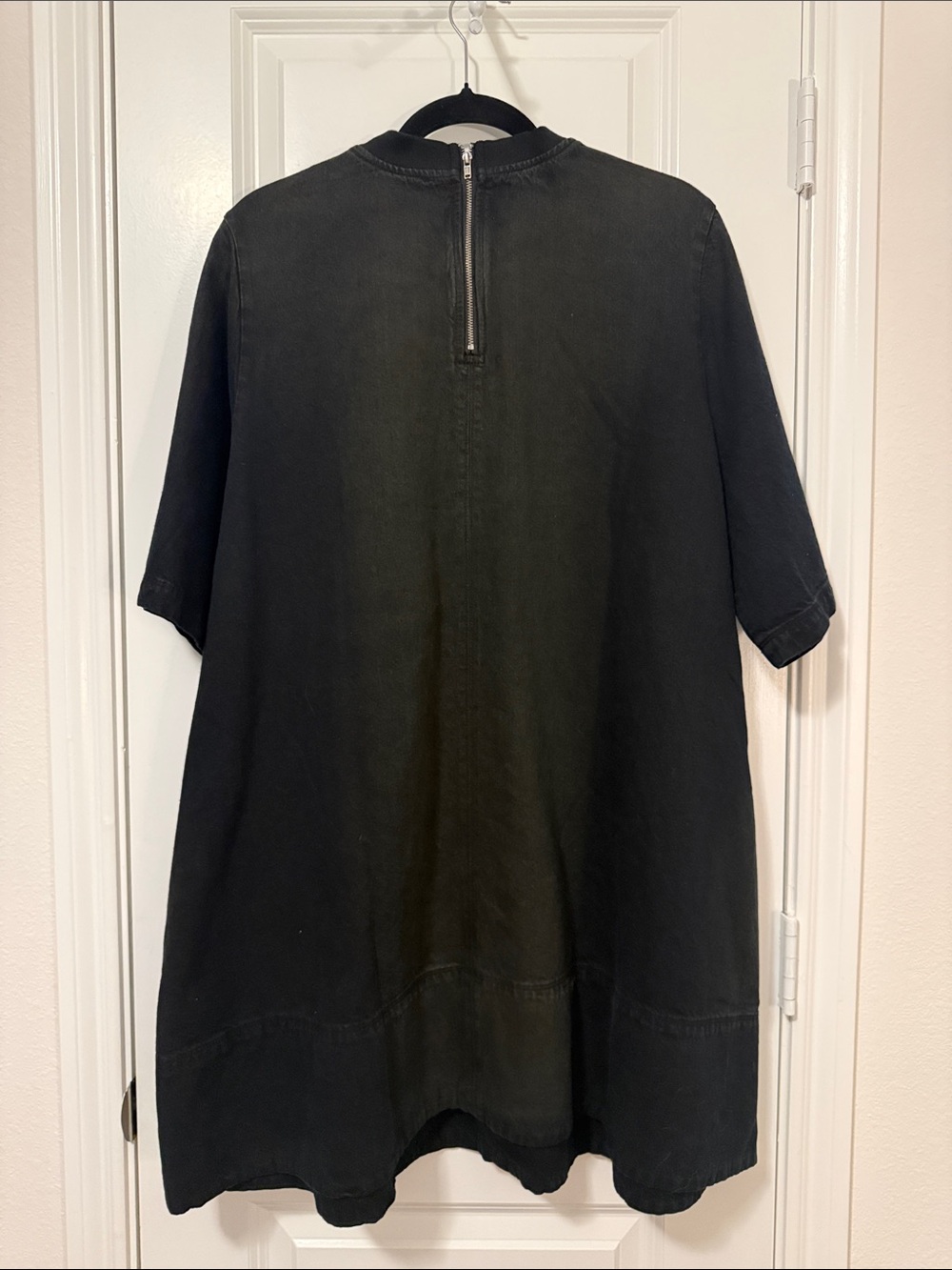 Free People Harlow Short Sleeve Mini Dress in Anthracite Black Size Large NWT - Picture 4 of 7